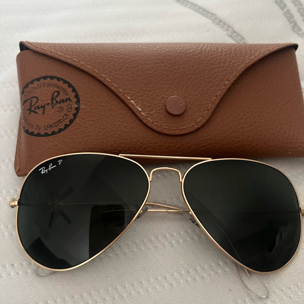 Ray-Ban Gold and Black Aviator Sunglasses